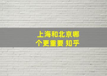 上海和北京哪个更重要 知乎